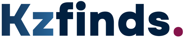 Kzfinds logo with a shopping cart icon on a dark background